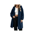 thumbnail image 5 of Zynoxe Women's Hooded Jackets With Side Pockets Casual Solid Color Long Sleeve Fuzzy Fleece Coat Relaxed Mid-Length Open Front Cardigan Jackets Warm Plush Outerwear Jackets for Women 2XL, 5 of 9