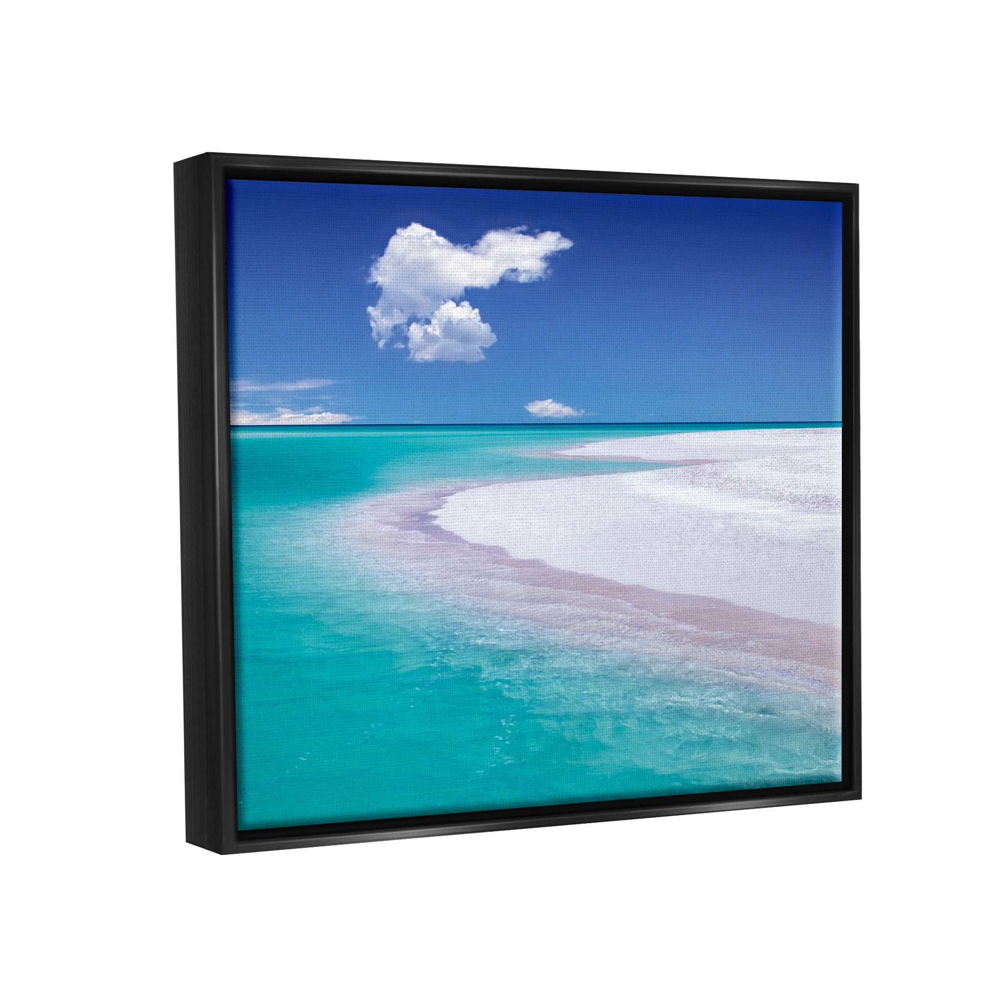 Stupell Industries Tropical Beach Shoreline Coastal Photography Black Floater Framed Art Print Wall Art