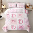 thumbnail image 2 of meiyoeat Ribbon Letter Print D Twin Quilt Set For Kids,Pink Patchwork Geometric Plaid Twin Coverlet Set,2pcs, 2 of 7