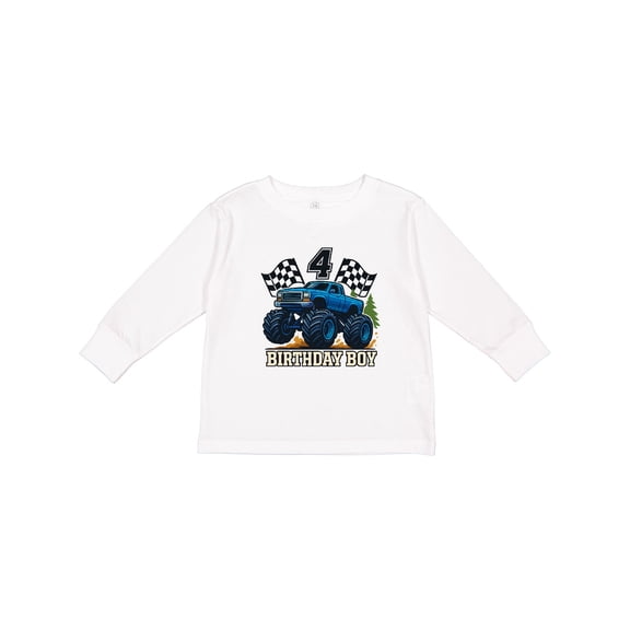 Inktastic Monster Truck Birthday Boy 4 Boys Long Sleeve Toddler T-Shirt