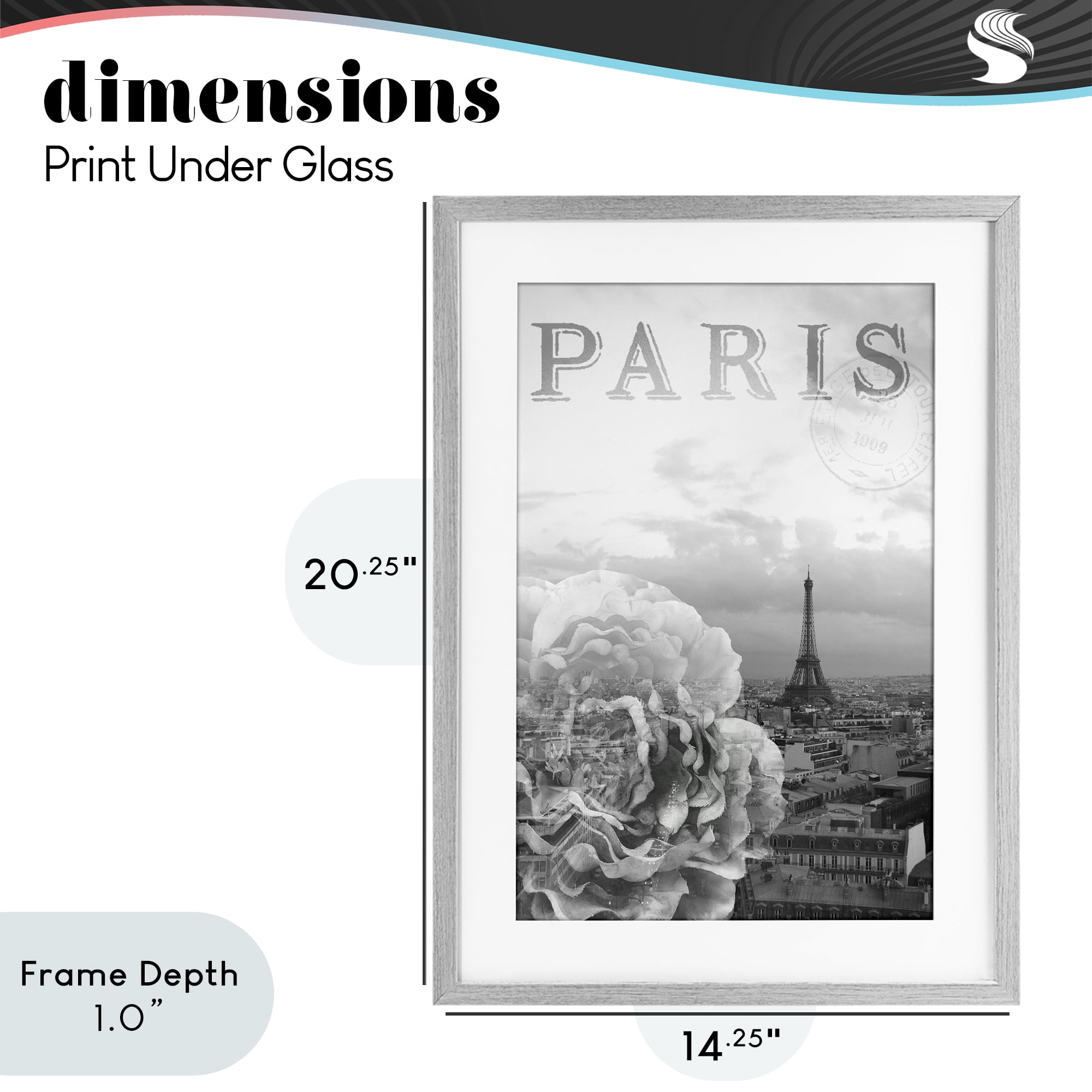 Stupell Industries Paris Postcard in Monochrome Gray Framed Print Under Glass, design by Emily Navas