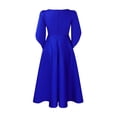 thumbnail image 7 of Elainilye Fashion Wedding Guest Dresses for Women Versatile Retraction Solid Split Waist Wrapped Large Hem Long Dress,Blue, 7 of 7