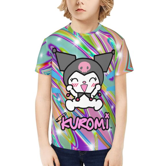 Sanrio Kuromi Kids T-Shirt 3d Printed Graphic T-Shirts Boys And Girls Short Sleeve Shirts For Youth Kids X-Small