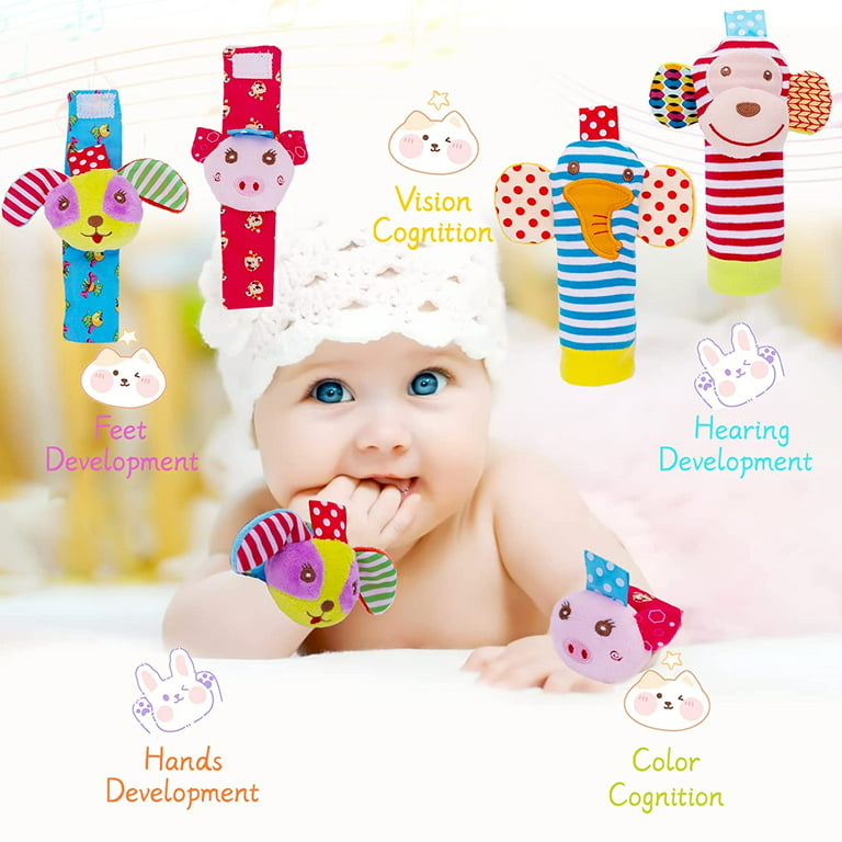 Baby Foot Finder & Wrist Rattle Sensory Learning Toys for 0-6