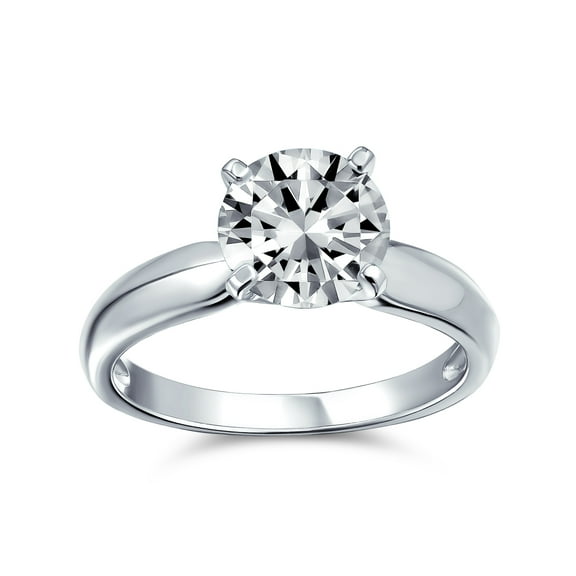 Bling Jewelry Womens Timeless Promise 2CT CZ Round Solitaire Engagement Ring Thin Band Silver