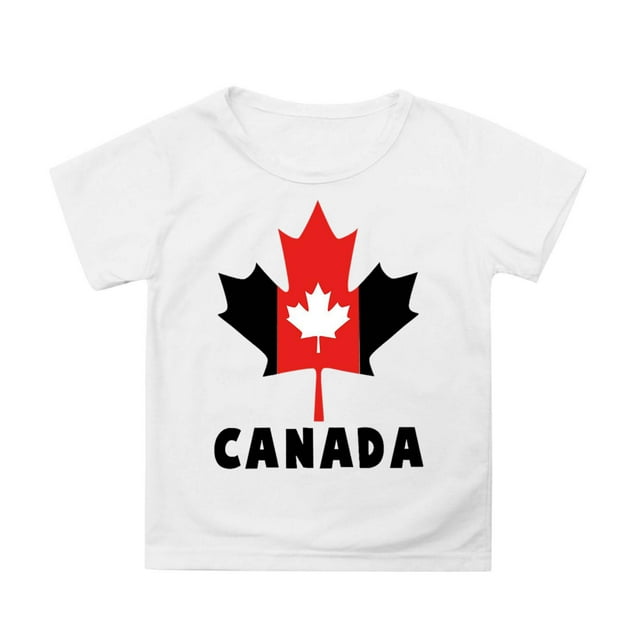 Liyamei T-shirt à Manches Courtes pour Filles Fête du Canada, Col Rond d'Été, Coupe Décontractée, Taille 8-9 Ans