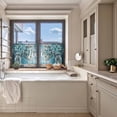 thumbnail image 5 of Sheer Curtains 54 inches Long, Teal Blue Eucalyptus Branch Glass Vase Oil Painting Light Filtering Sheer Window Curtains Rod Pocket Voile Drapes for Bedroom Living Room, 52"W x 54"L 2 Panels, 5 of 7