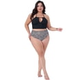 thumbnail image 3 of DARING DIVA Plus Size Halter Ruched Bathing Suit Set for Women 3X Black White, 3 of 5