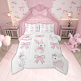 thumbnail image 1 of Erosebridal Girls Cute Rabbit Bedding Full Comforter Set, Pink Bow Down Comforter, Farm Animal Bunnies Room Decor, Reversible 3 Pieces, 1 of 8