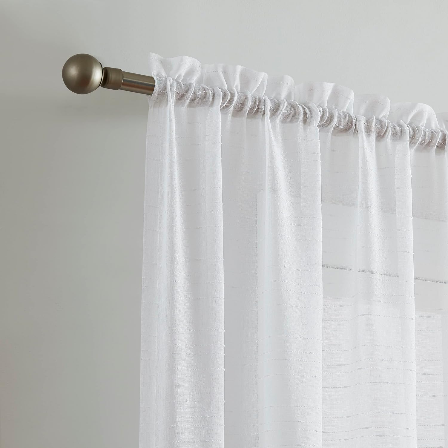 WARM HOME DESIGNS White Luxury Living Room Curtains 63 Inches Long with Dotted Stripes Pattern for Living Room, Kitchen or Bedroom. JN 63 WHITE