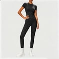 thumbnail image 2 of Womens 2 Piece Workout Set Athletic T-Shirt High Waist Leggings Activewear for Gym, Running Yoga Black XL(XL), 2 of 7
