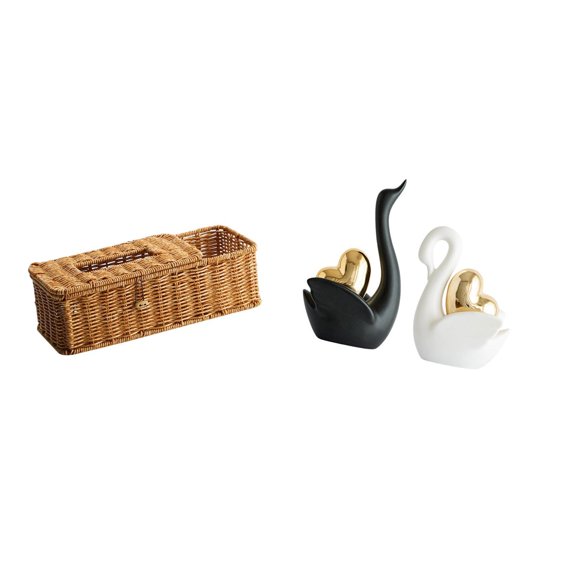 Estuche para pañuelos de escritorio,Caja de pañuelos faciales de papel retro de madera,Tapa para caja de pañuelos,porta servilletas de papel facial,estatua de cisne,Estatuas y figuras de
