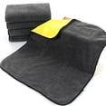 thumbnail image 4 of 2 piezas de tela de limpieza de microfibra de 600 g, toalla de limpieza especial para lavado de automóviles absorbente de trapo portátil de doble cara (amarillo y gris), 4 of 5