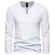 thumbnail image 2 of Blusas y camisas de manga larga con cuello en V para hombre, estilo casual, de color liso, con empalme, de manga larga y cuello en V, de poliéster y algodón., 2 of 4