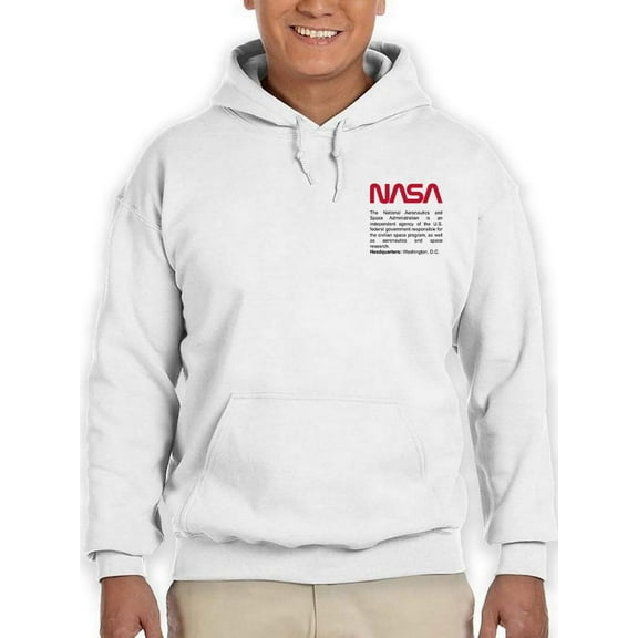 NASA Nasa Red  W Text Hoodie Men -NASA Designs, Male Medium