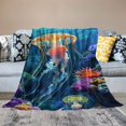 thumbnail image 2 of BCIIG Jellyfish Throw Blanket Gifts for Kids Adults,  Jellyfish Themed Gifts for Girl Boy,  "Christmas Birthday Gifts for Women Men, Jellyfish Throw Decor for Bedroom Living Room Couch 50x60in, 2 of 6