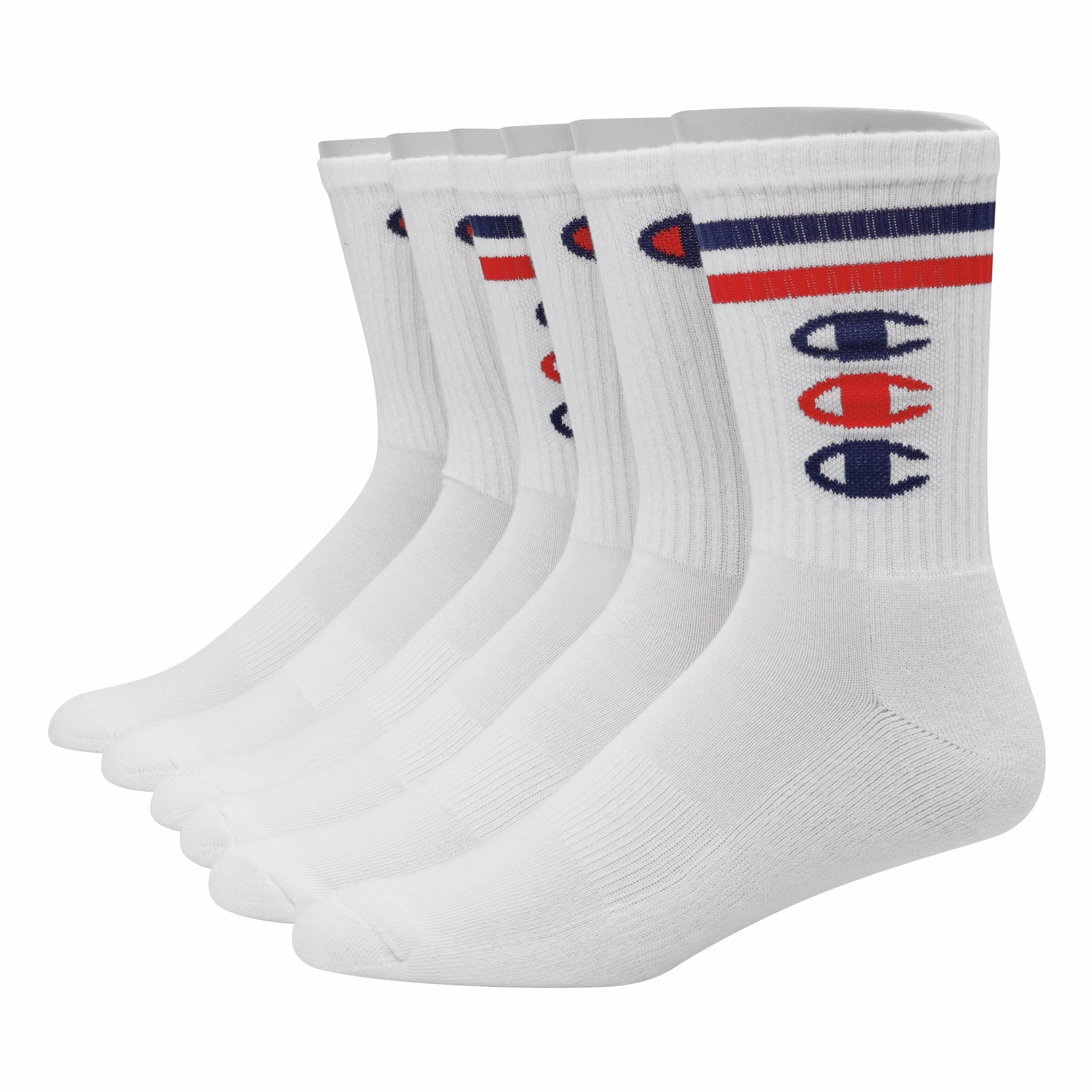 Champion Mens Double Dry Moisture Wicking Logo 6-Pack Crew Socks