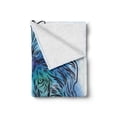 thumbnail image 2 of Lion Soft Flannel Fleece Throw Blanket, Lion Portrait with Digital Hazy Effect King of Forest Illustration, Cozy Plush for Indoor and Outdoor Use, 70" x 90", Pale Blue Turquoise, by Ambesonne, 2 of 6