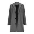 thumbnail image 4 of Womens Fall Jackets Elegant Single Lapel Wool Solid Commute Work Trench Coat Winter Clothes, 4 of 4