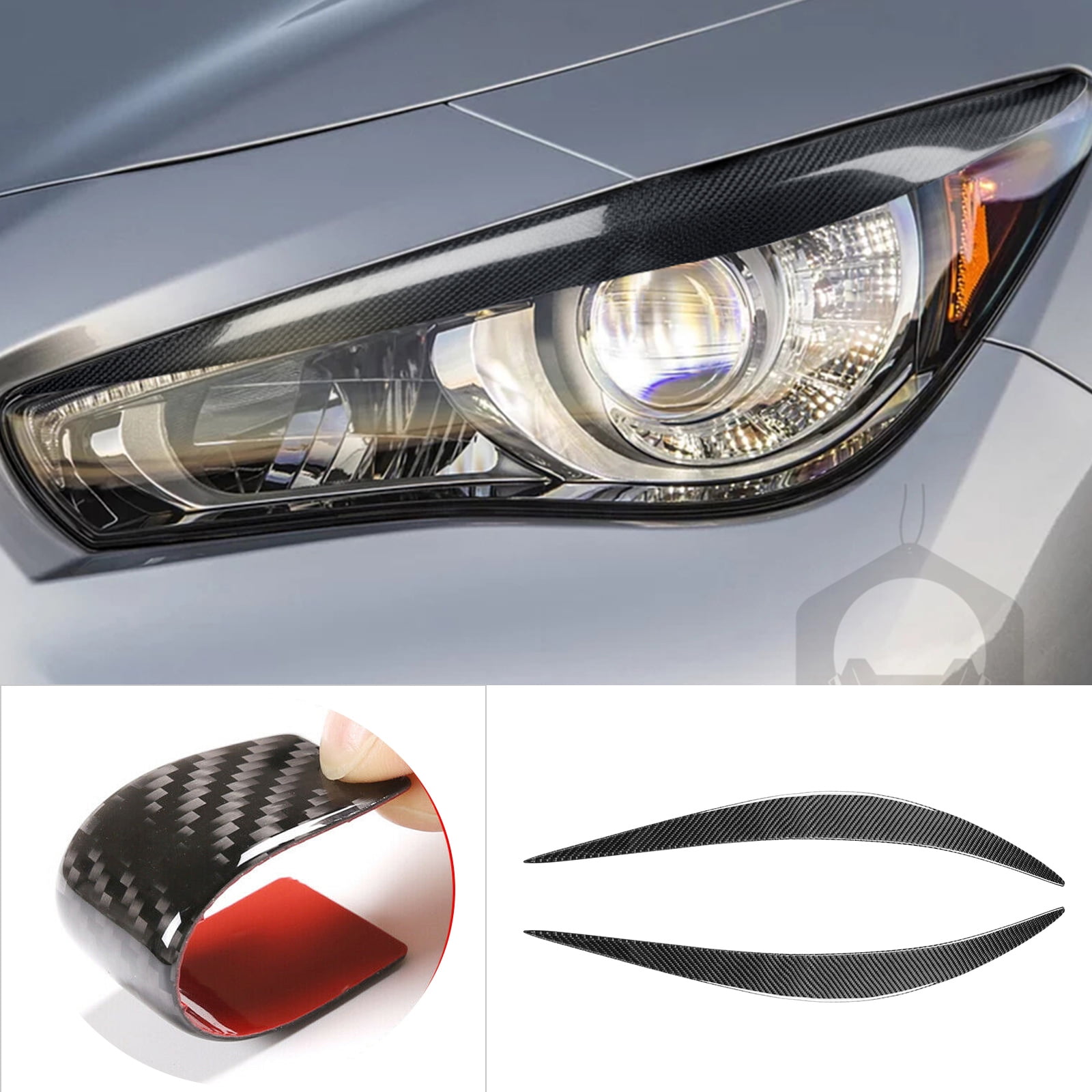 YIDEDE Headlamp Eyebrows Trim Cover Headlight Decoration Lampshades 1 Pair For Infiniti Q50