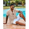 thumbnail image 3 of COOFANDY Men's Knit Polo Shirt Short Sleeve Casual Button Down Shirt Summer Beach Vacation Shirts, 3 of 7