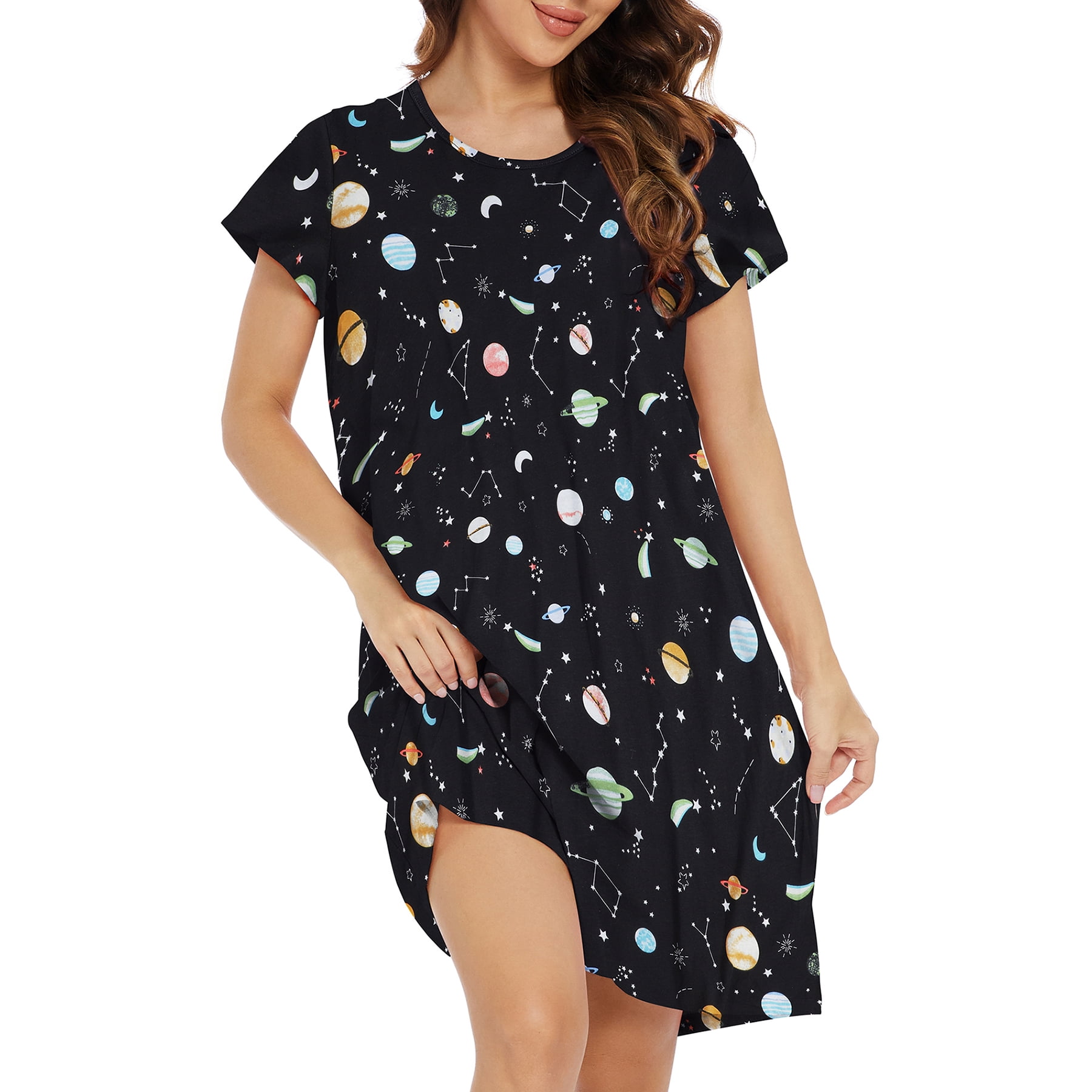 Zando Womens Nightgowns Cotton Night Dresses Printed Sleepwear Short