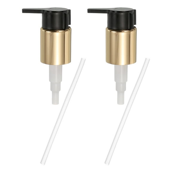 2 Pcs Soap Dispenser Pump Heads, Hand Soap Dispensers Top Pumps Replacement Clip-on Pumphead for Standard 24/410 Neck Size Bathroom Lotion Shampoo Bottle, Gold Black