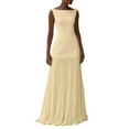 thumbnail image 2 of Women Midi Casual Dress, Elegant Pleated Sleeveless Long Dress, Midi Dress for Special Occasions, Yellow - XL, 2 of 5