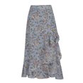 thumbnail image 4 of Mqqzkk Flower Printed Skirts For Women Slit Split Ruffle Long Skirts High Waisted Summer Flowy Maxi Skirts Fashion A Line Skirts, 4 of 5