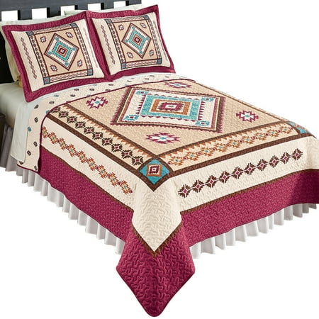 Collections Etc Southwest Bedding Reversible Diamond Aztec Quilt