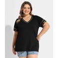 thumbnail image 4 of CASSIE LIZ Plus Size Tops Summer 2X T Shirts Short Sleeve Rainbow Glitter V Neck Tunic Tops for Women Casual Blouse Oversized Tees 2XL 18W 20W, 4 of 9