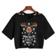 thumbnail image 1 of Camiseta de árbol de leopardo de Reno para mujer, ropa de Navidad, Tops cortos de Feliz Navidad, camiseta gótica Harajuku, camiseta de Mange de Año Nuevo, 1 of 5