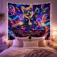 thumbnail image 2 of Pembroke Welsh Corgi With Portrayed Cosmic Discotheque Tongue, Playful Surreal for Animal Lovers, Animal Wall Decor, Housewarming Gift, Tapestry Wall Hanging for Bedroom and Dorm, 2 of 7