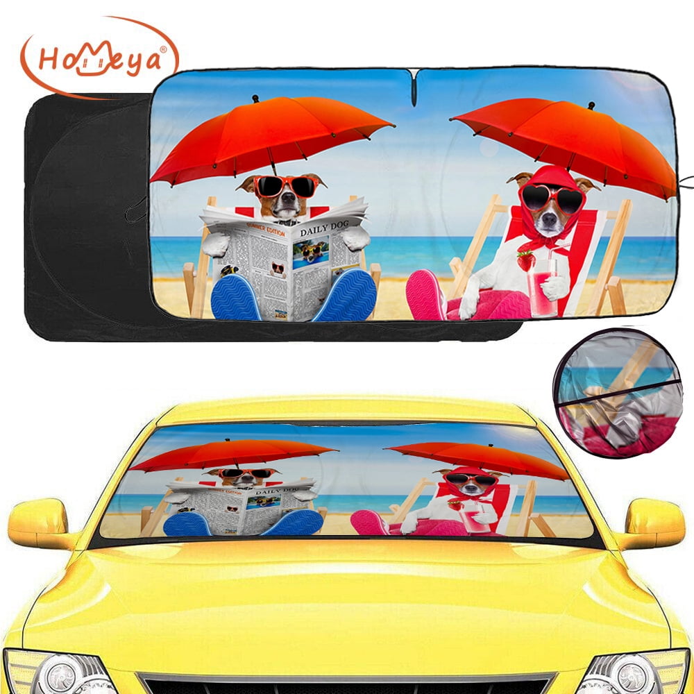 Homeya Car SUV Windshield Sun Shade Front Visor Reflective Protector