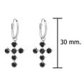 thumbnail image 4 of Black Sparkling Faithful Cross Cubic Zirconia .925 Sterling Silver Mini Hoop Earrings, 4 of 5
