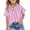 Hot Pink, variant on hoksml Kids Cotton Striped Button Down Shirt, Short Sleeve Casual Blouse for Back to School