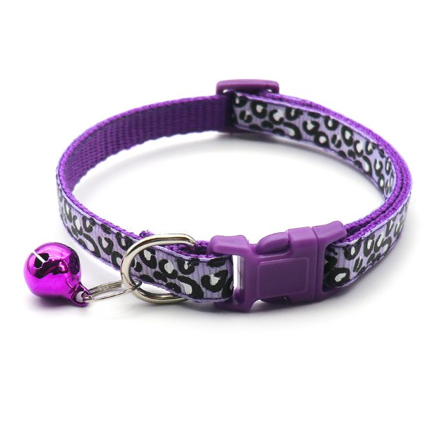 Collar de perro con estampado de leopardo, collar de gato, hebilla de plástico ajustable