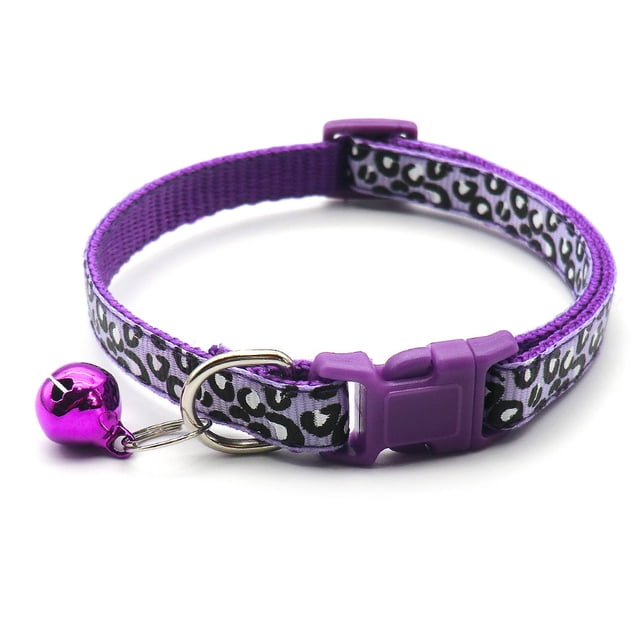 Collar de perro con estampado de leopardo, collar de gato, hebilla de plástico ajustable