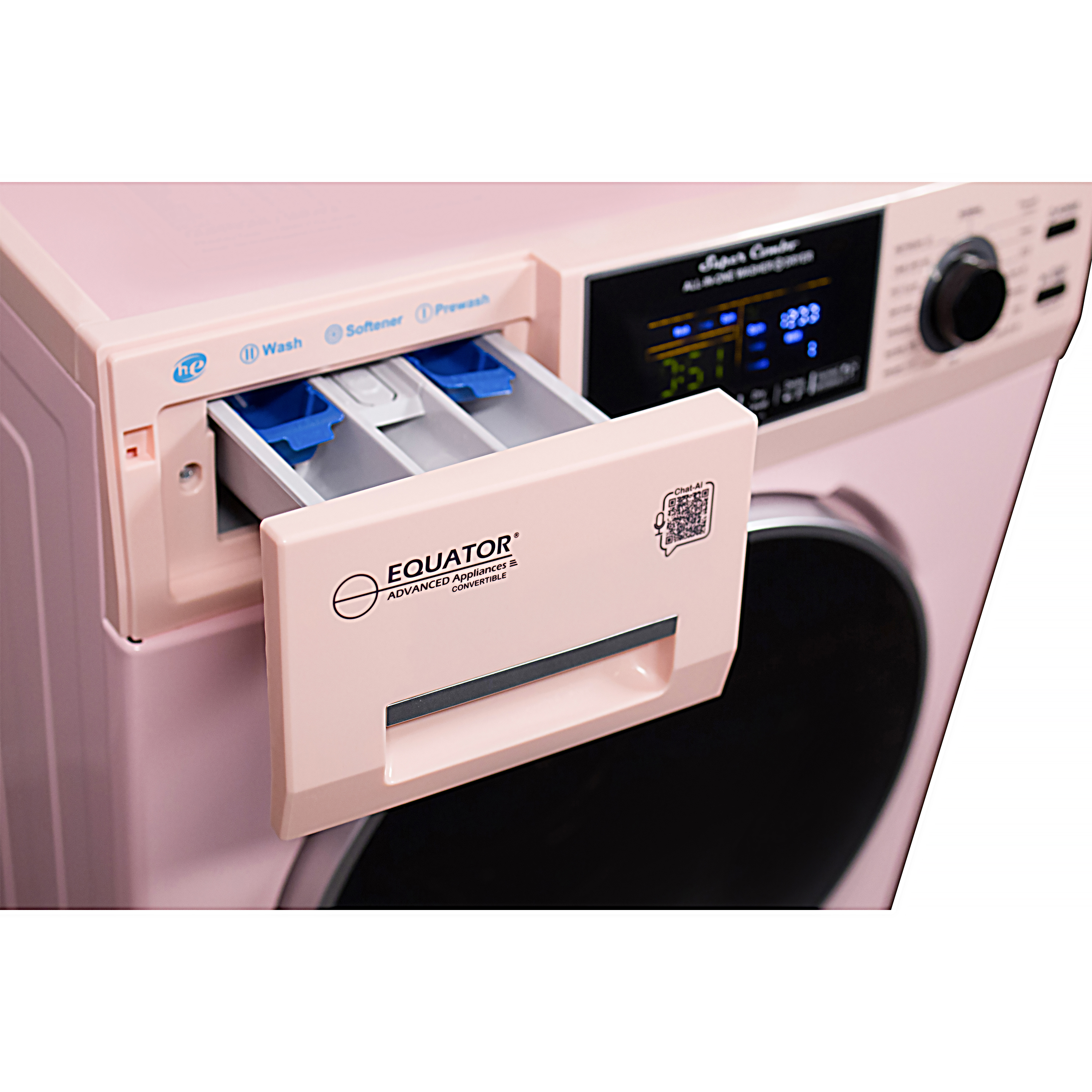 Equator All-in-One Washer Dryer Ventless/Vented PET 1.62cf/15lbs+Portability Kit