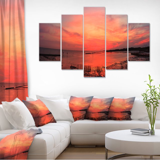 Outstanding Panorama of Sunset in Sea - Extra Large Seascape Art Canvas