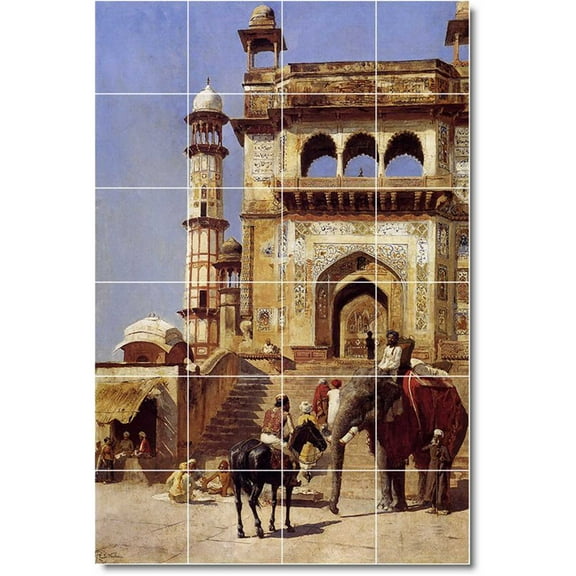 Ceramic Tile Mural-Edwin Weeks City Bathroom Tile Mural 2. 17" w x 25.5" h using (24) 4.25 x 4.25 ceramic tiles