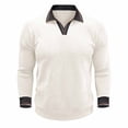 thumbnail image 4 of Generic Men's Ribbed Long Sleeve Polo Shirts V-Neck Textured Solid Color Pullover Casual Corduroy Texture Sweatshirt, 4 of 6