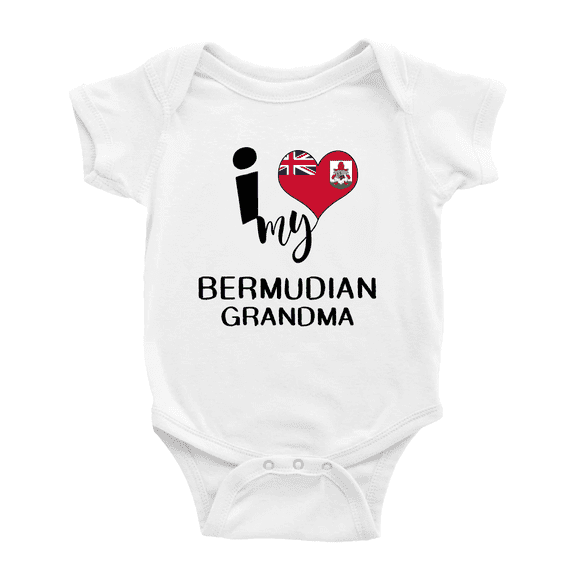 I Heart My Bermudian Grandma Bermuda Love Flag Infant Romper Baby Bodysuit (White, 12-18 Months)