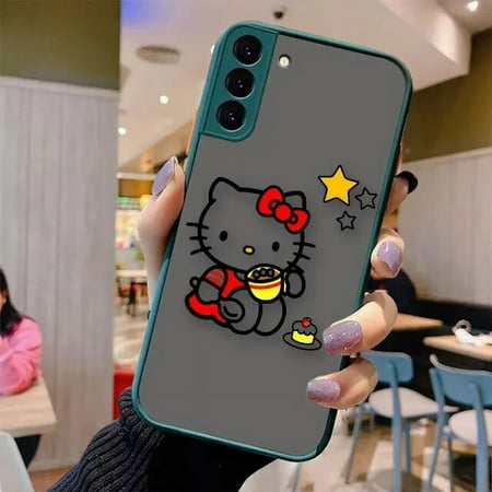 Matte S23 Case Funda For Samsung S23 S22 S21 S20 S10 S10E S9 S8 Plus Lite Ultra 5G Case Para Cute Cartoon Hello K-Kitty 2023