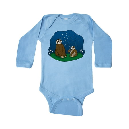 

Inktastic Summer Sloths With Fireflies Gift Baby Boy or Baby Girl Long Sleeve Bodysuit