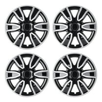 14" Set of 4 Wheel Covers Snap on Hubcaps Full Hub Caps Fit R14 Tire & Steel Rim (4 Pack)-Silver Lacquer & Black Lacquer