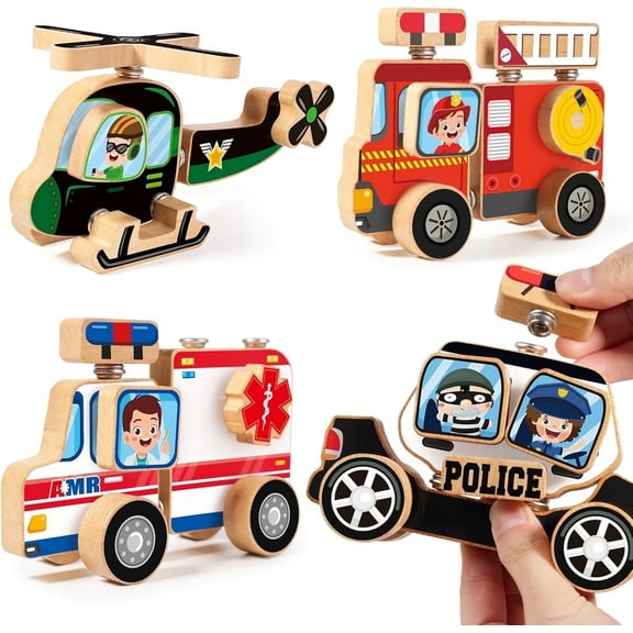 Vehicle Toy Playsets, Educational Puzzle Toy for Kids Aged 3-8, Learning Birthday Gift for 3 4 5 6 Years Old Boy Girl Kids