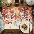 thumbnail image 4 of Fall Pumpkin Placemats Set of 8 Maple Leaves Red Leaf Vintage Letter Heat Insulated Linen Place Mats, Washable Stain-Proof Table Mats for Dining Tables Holiday Decor 13x19inch, 4 of 9