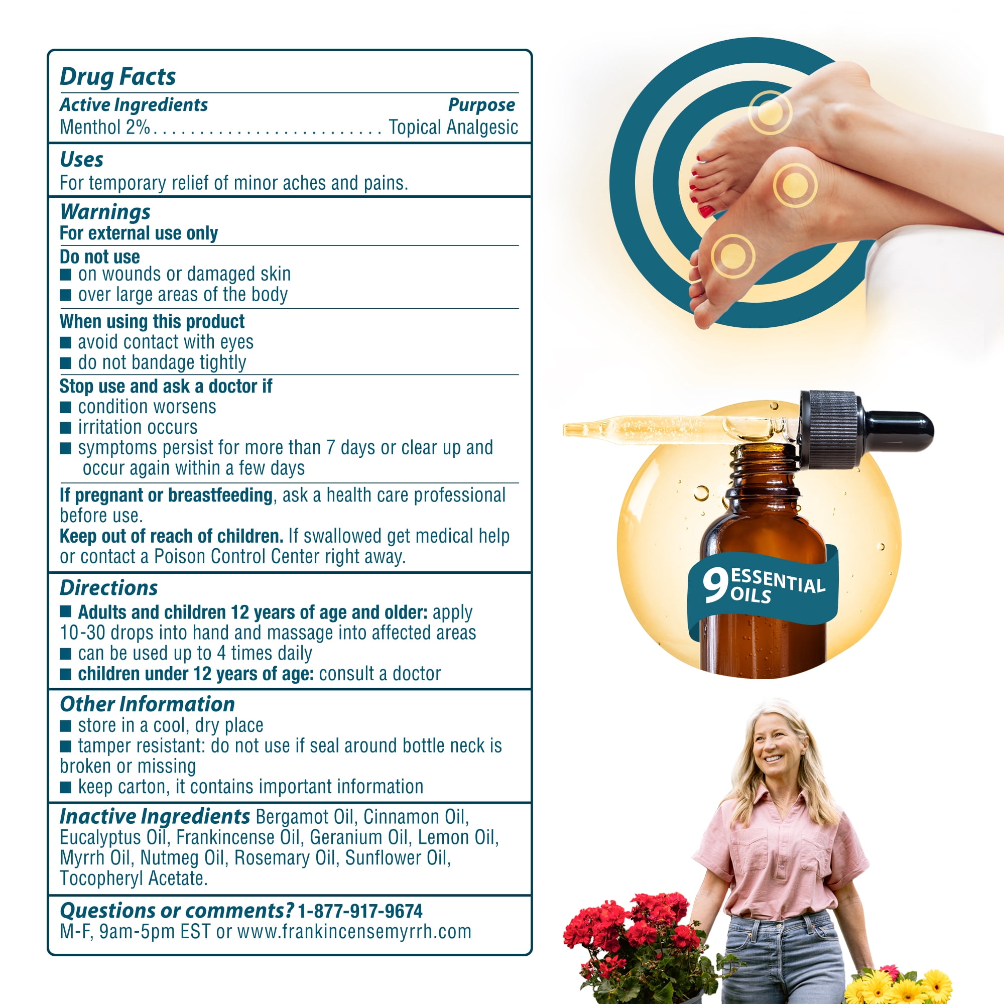 Frankincense & Myrrh Soothing Nerve Pain Relief Rubbing Oil, 2 fl oz