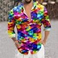 thumbnail image 2 of JLFKNG Mens Shirts Casual Long Sleeve Shirts For Men Colorful Carnival Style Printed Sequins Button Down Shirt Top Breatahble Slim Fit Suitable For Vacation, 2 of 5